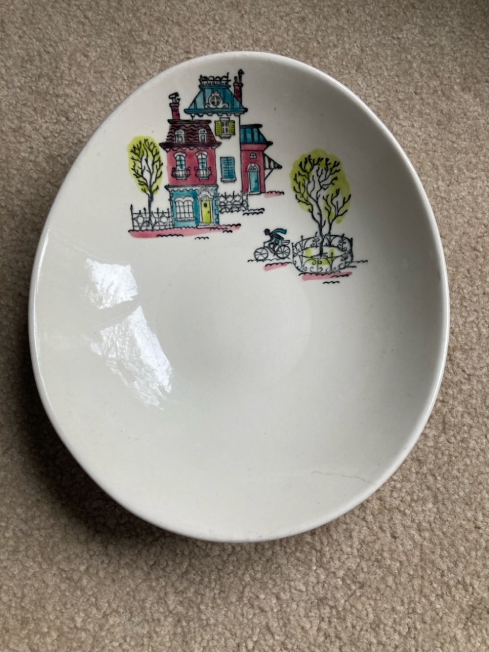 Poppytrail by Metlox Elongated Pasta Bowl Vintage Illustrated Parisian